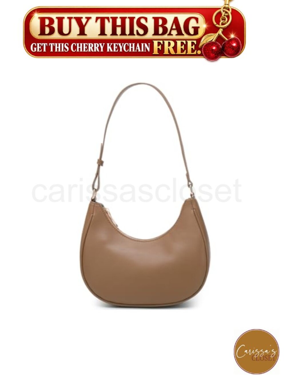 ✨ Hobo Shoulder Bag PU Leather Crescent Zipper Mini Clutch Purse Underarm Tote